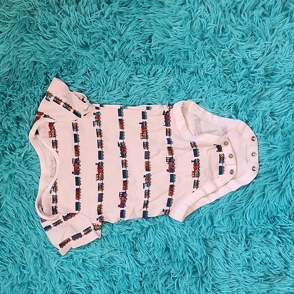 Bundles nine month white train diaper shirt